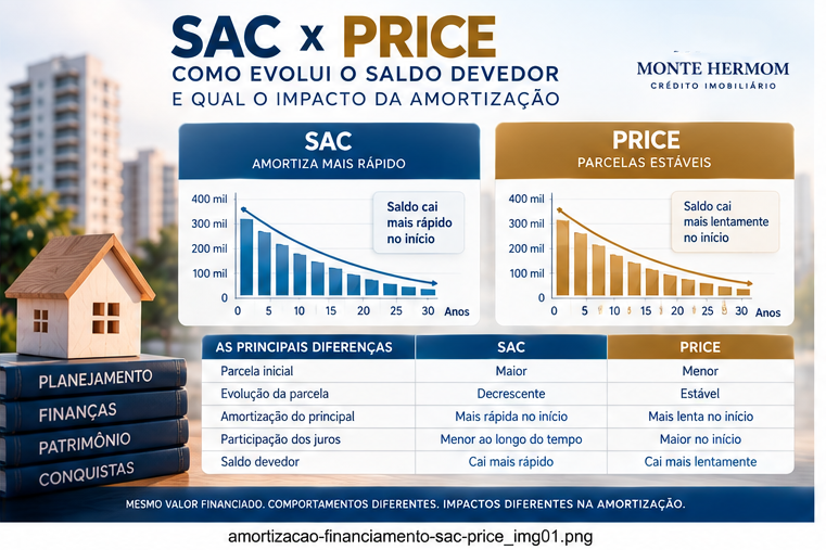Comparação do comportamento do saldo devedor no SAC e no Price