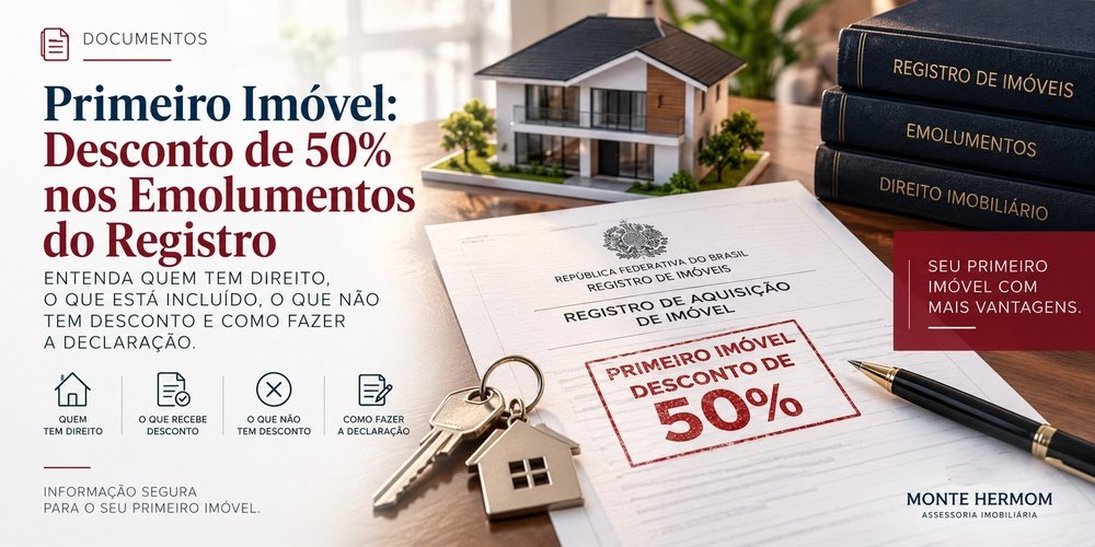 Primeiro imóvel, contrato de financiamento e desconto de 50% nos emolumentos do registro