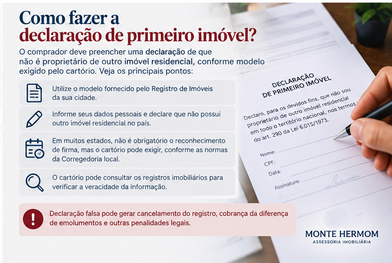 Declaração de primeiro imóvel e reconhecimento de firma