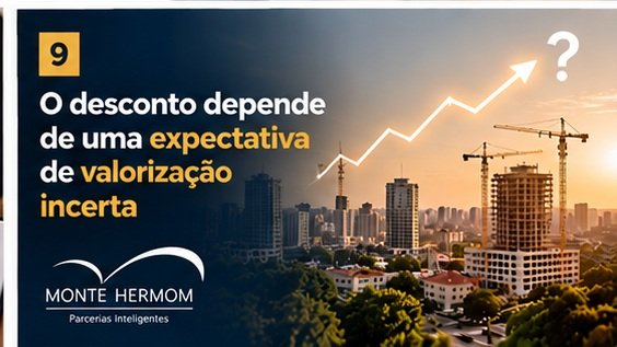 Imóvel e gráfico de valorização ilustrando a incerteza do mercado imobiliário