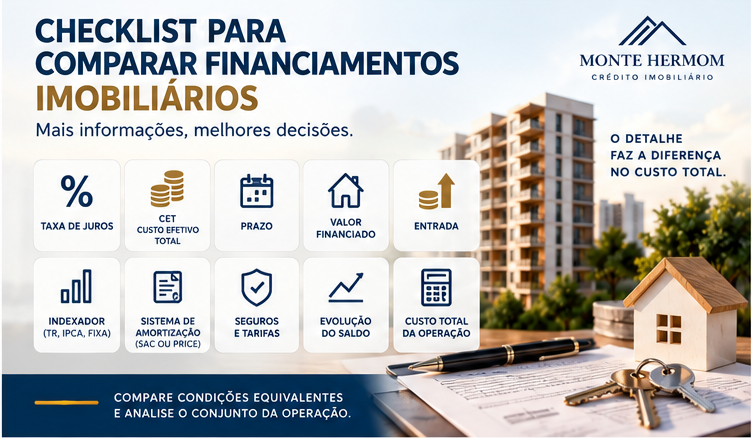 Checklist para comparar financiamento imobiliário