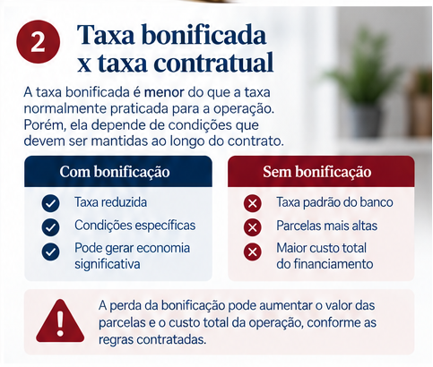 Comparação entre taxa bonificada e taxa sem bonificação